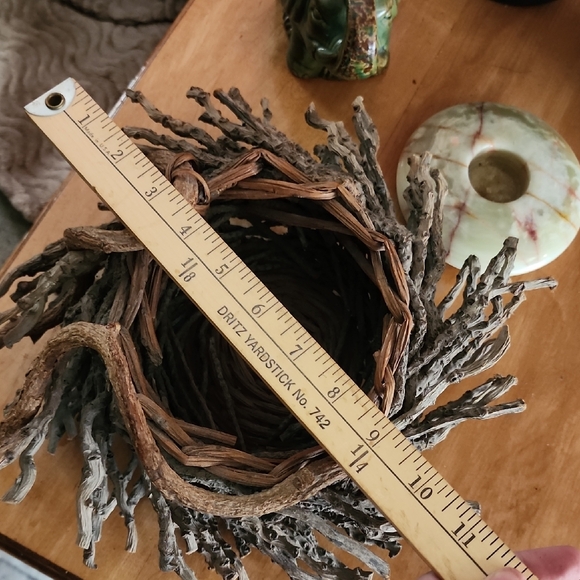 Vintage Handmade Rustic Bird's Nest Twig Decorative Basket With Twisted Handle - Picture 6 of 11